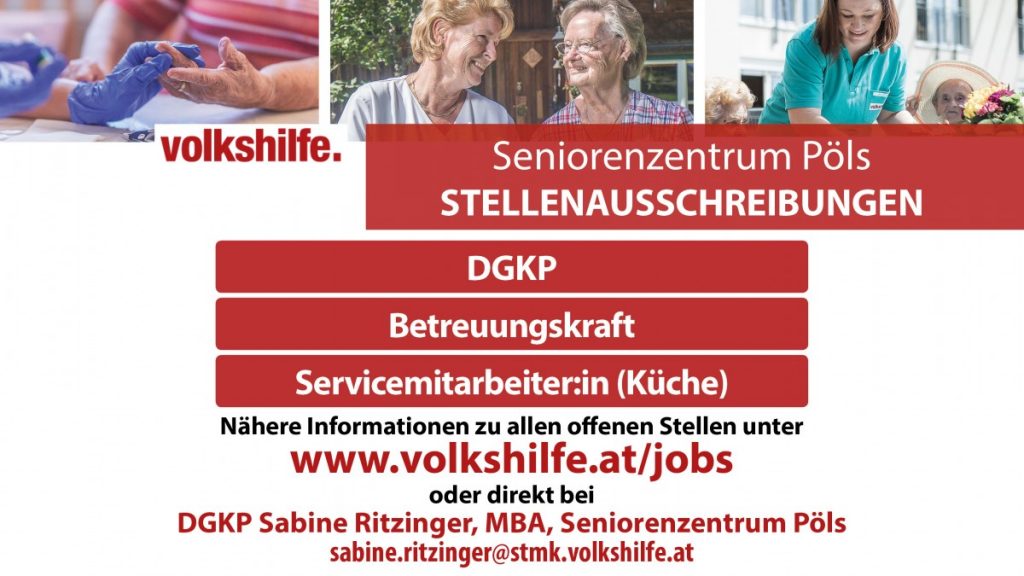 Stellenausschreibungen Volkshilfe Seniorenzentrum Pöls